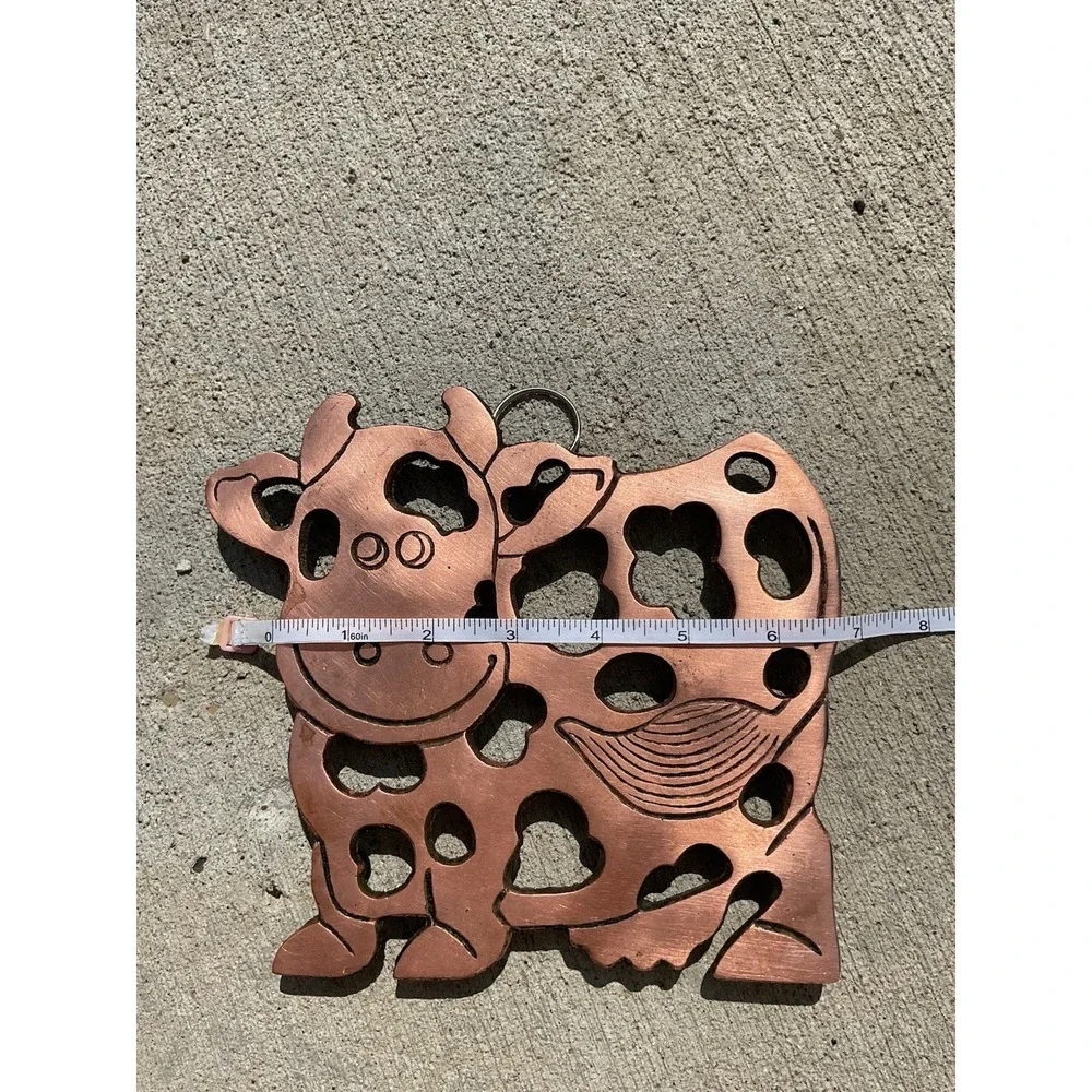 Vintage 1995 ODI Cast Iron Copper Cow Trivet Farmhouse Wall Decor